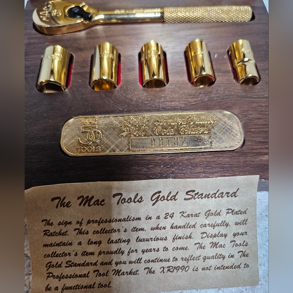 1988 Limited Edition MAC 50 Tools 24K Gold Plated 6pc Ratchet Socket Set - Picture 9 of 16